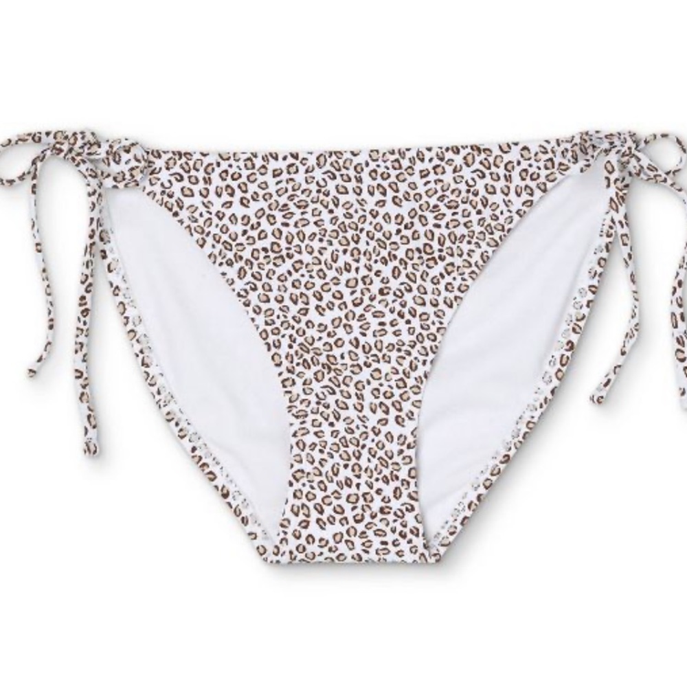 Juniors' side tie Ribbed String Hipster Bikini Bottom Xhilaration animal print - Picture 3 of 5